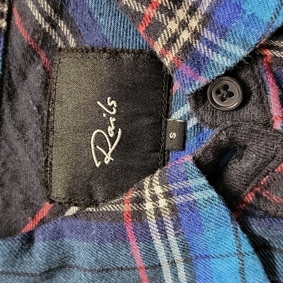 Rails Blue Plaid Long Sleeve  Button Down Shirt,  Small - Picture 3 of 7